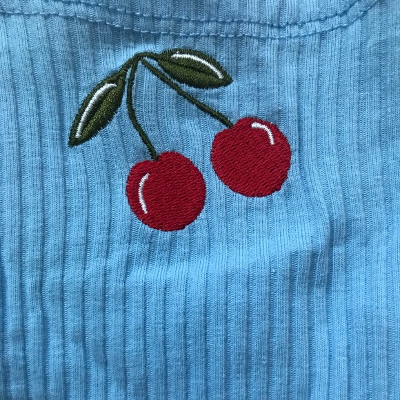 Cute Blue Cherry Crop for Women - Picture 3 of 6